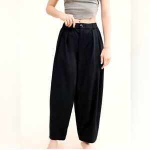 Maeve Curve Poplin Black Barrel Pants Anthropology
